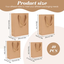 Meyeyaia 40 Pack Paper Gift Bags, Goodie Bags with Handles, 4 Sizes