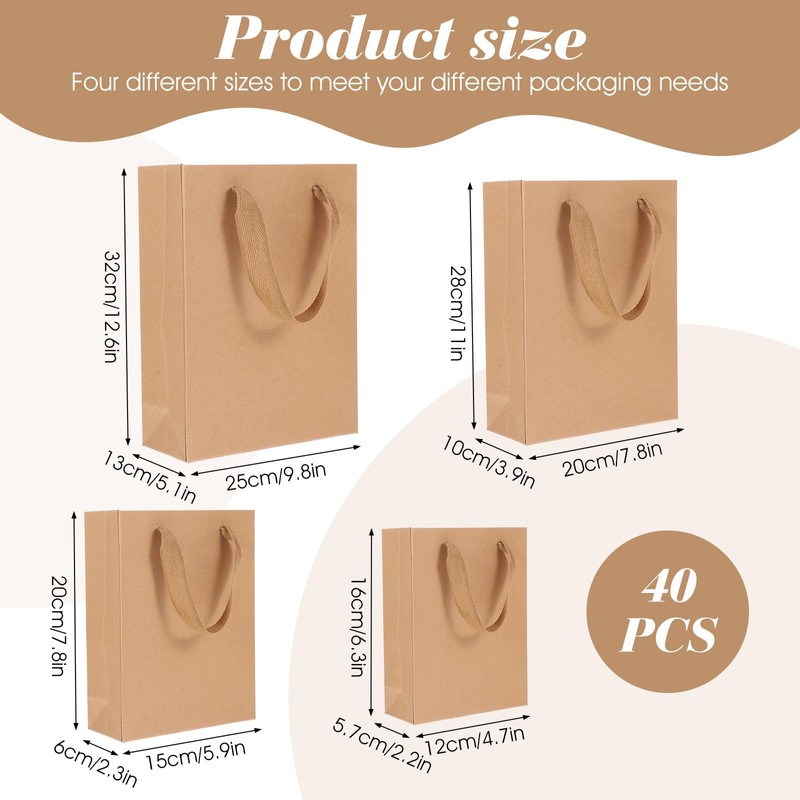 Meyeyaia 40 Pack Paper Gift Bags, Goodie Bags with Handles,
