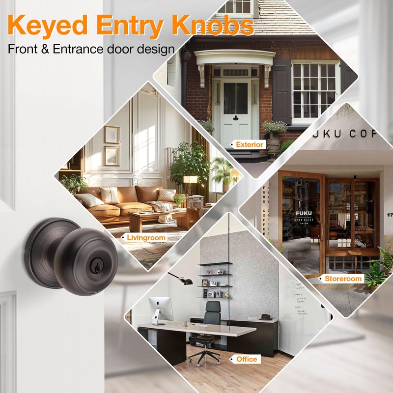 Gobrico Entry Door Locks Keyed-Alike Flat Ball Door Locksets with
