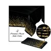 4 Pack Disposable Plastic Tablecloth, Gold Stamping Dot Rectangular Table