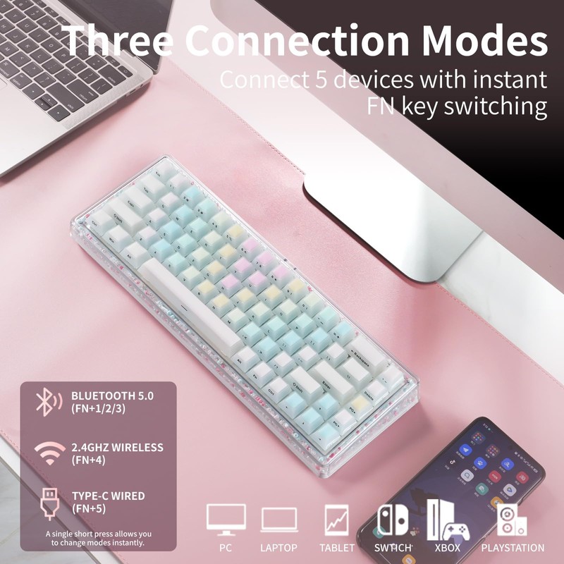 Ainbell Base68 Cute Candy Wireless Mechanical Keyboard - Chocomint Switch