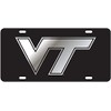 Black License Plate Frame Silver Mirror Inlays (Virginia Tech)