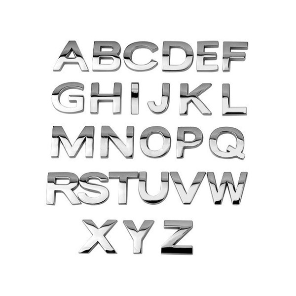 26 Pieces A-Z Alphabet DIY 3D Chrome Car Emblem Stickers,
