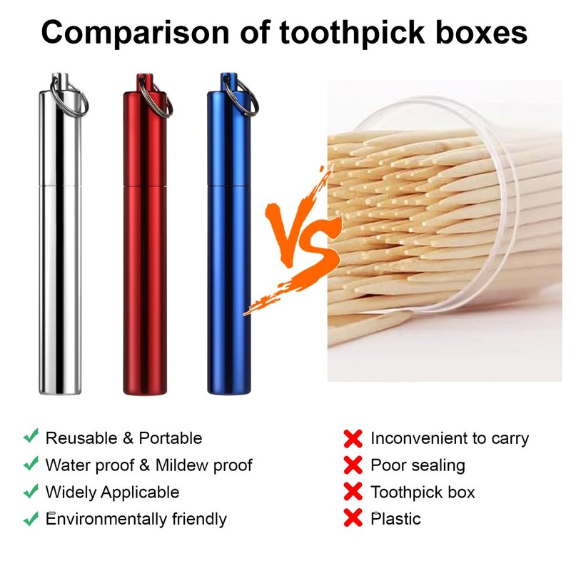 Metal Portable Toothpick Holder Pocket Travel Toothpick Holder Case Aluminum