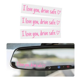 Wevdn 3 PCS I Love You Drive Safe Sticker, Funny Waterproof Car Rearview Mirror Decal with Heart, Self Affirmations Sticker with Drive Safe Letters for Car Window Bumper Women Gift (Pink)