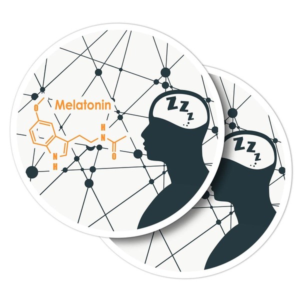 Vinyl Round Stickers (Set of 2) 30cm - Melatonin Sleep