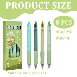 NHQZ Pack of 8 Erasable Ballpoint Pens, Erasable Pen Set, Retractable Rollerball Pen, Erasable for Students, Gift, School, Office Supplies (0.5 mm, Blue and Black), a