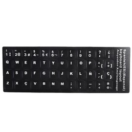 KIMISS Etiqueta Engomada del Teclado en Español, Piezas de Repuesto de Teclado de Idioma de PVC Impermeables y a Prueba de Polvo, Fondo Negro, Adecuado para Computadoras