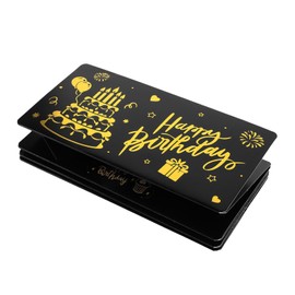 TEHAUX Happy Birthday Cash Envelope Wallet with Card Slots Black Gold Money Holder for Birthday Presents Decorative Card Holder for Cash Coins Trinkets and Small Gifts Convenient for