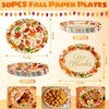 50 PCS Thanksgiving Oval Paper Plates Disposable, Fall Paper Plates,