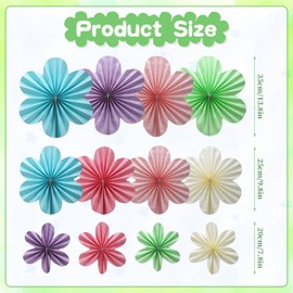 BestoFun 12 PCS Paper Flowers Fans Pastel Party Decorations Paper Flowers Decorations for Wall Girl Groovy Birthday Baby Shower Wedding Bachelorette Room Hanging Décor
