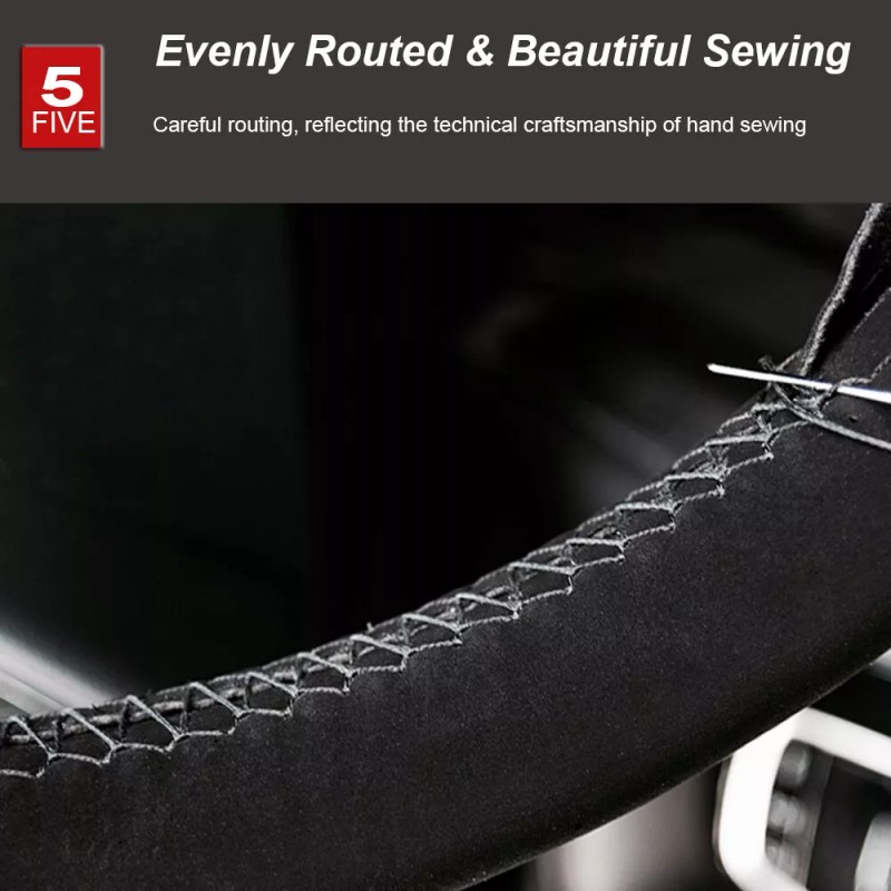 XUKEY Suede Steering Wheel Cover Leather anti-slip Stitch on 15