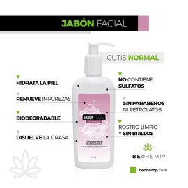 Jabón facial y agua micelar para limpieza facial para cutis normal Beohemp