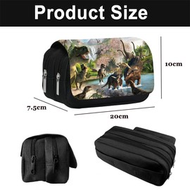 MEZHEN Dinosaur Pencil Case Boys Dinosaur Large Capacity Pen Bag Dino Double Zip School Pencil Case for Boys Teenagers, Green, Dinosaur Themed Childlike