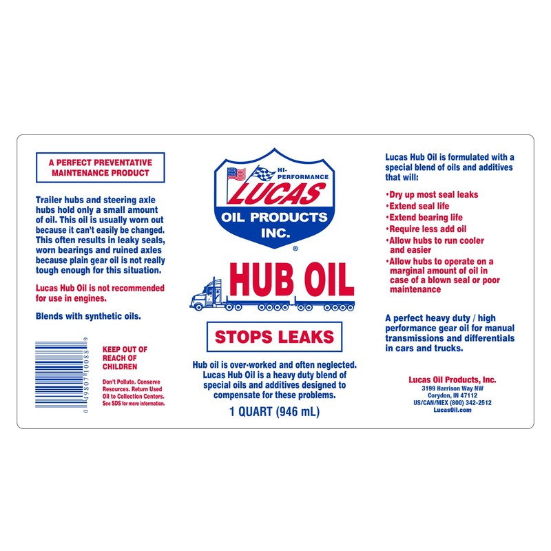 Lucas Oil 10088 Hub Oil - 32 Ounce (Pack of