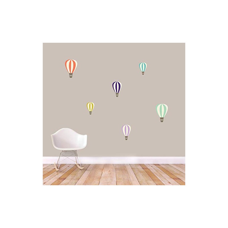 Colorful Hot Air Balloons Printed Wall Decal Set