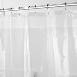 InterDesign Mildew-Resistant Antibacterial 10-Gauge Heavy-Duty Shower Curtain Liner - 72in x 72in, Clear