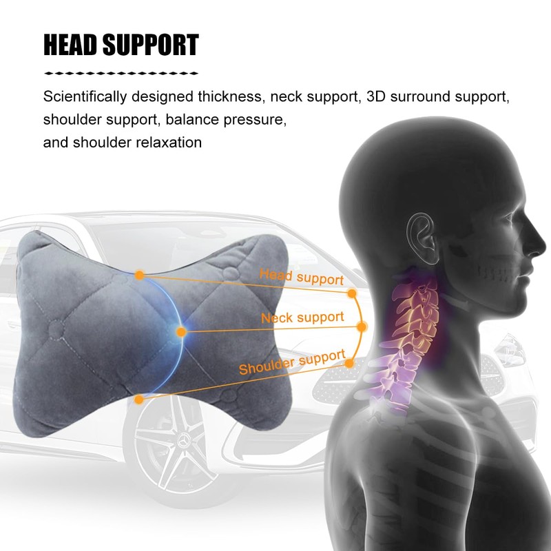 2PCS Car Headrest Pillow, Comfortable Ergonomic Design Vehicle Seat Neck