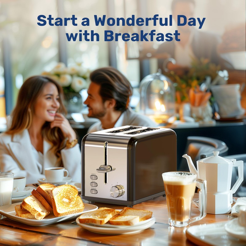 YSSOA 2-Slice Stainless Steel Toaster, 6 Browning Setting and 3