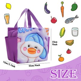 LHLZNB Lunch Bag Insulated Lunch Bag for Women Lunch Cool Bag with Front Pocket Portable Thermal Leak-Proof Lunch Bags for Women Girls Children School,Picnic Organizer for Work (Purple Duck)