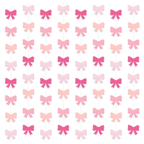 8Pcs Pink Bow Decorations Party Banner, Pink Party Decorations for