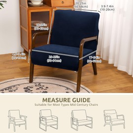 NICEEC Navy Blue Spandex Mid Century Chair Covers Stretch Accent Chair Slipcovers with Arms Super Soft Modern Arm Chair Covers Washable Chair Protector with Zippers for Living Room Bedroom Study