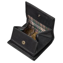 Benthill Leather Coin Purse - Viennese Box Made of Genuine Leather - Mini Wallet with Coin Chute - Slim Wallet - Leather Mini Wallet - Coin Purse, black, coin purse