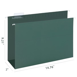 HERKKA Extra Capacity Hanging File Folders, 30 Pack Reinforced Legal Size Hanging Folders with Heavy Duty 2 Inch Expansion, Designed for Bulky Files, Medical Charts, Green