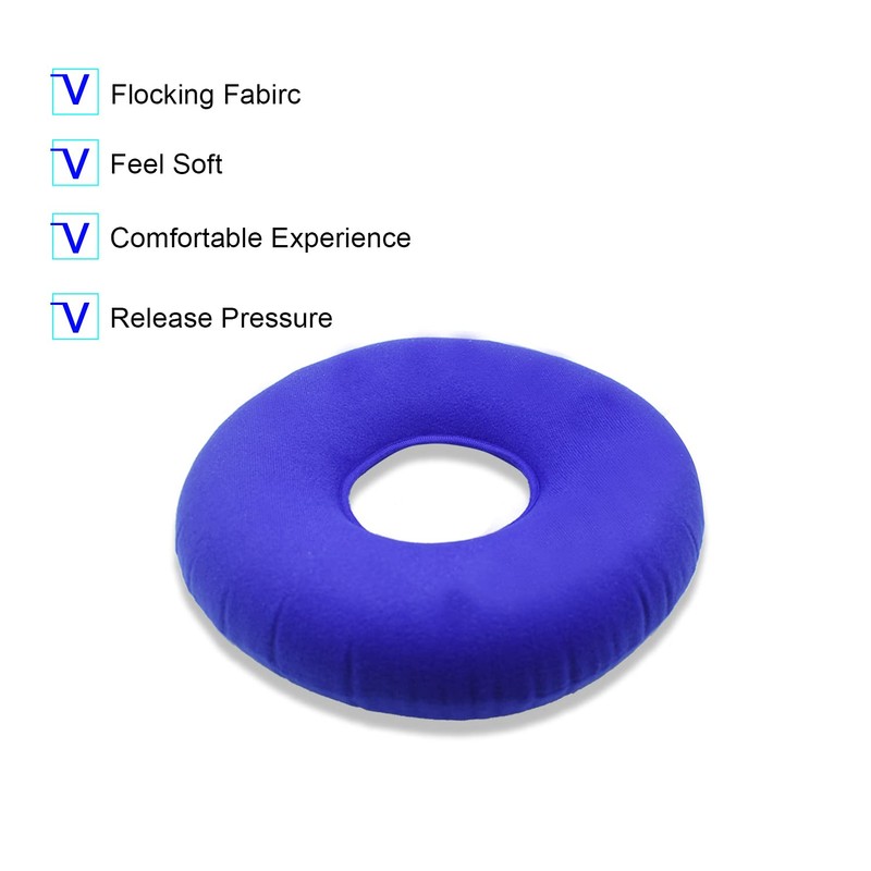 Blue Folding Inflatable Portable Ring Seat Pillow Cushion, Relieves Pain