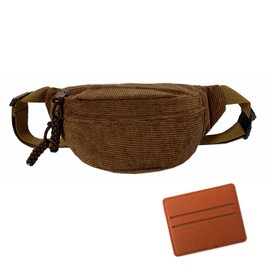 Cord Bum Bag, Brown, Belt Bag, Festival Waist Bags, Fanny Pack with Zip, Outdoor Sports, Travel, Running, School, Bicycle, Fanny Pack for Women, Boys, Teenagers, Sporty, brown