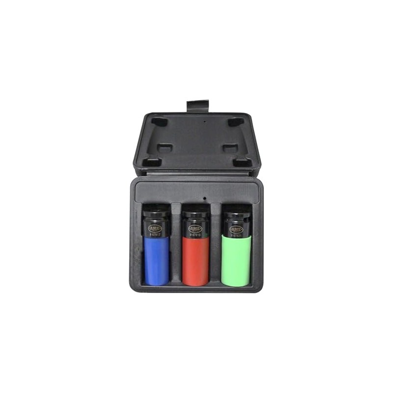 AME INTL 3 Piece SplinePlus Socket Set, 17mm, 19mm, 21mm,Blue,