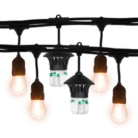 TIKI BiteFighter Outdoor LED Weatherproof Proven Mosquito Repellent String Lights 36 Ft, Includes 3 Replaceable Repellent Pods