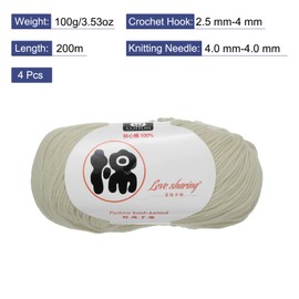 Rebower Cotton Yarn,100% Cotton Soft Knitting Yarn [for Hand DIY Bag Cushion Crocheting Knitting Projects Home Decor], -4 Skeins/4×218yards/4×4.54oz/Beige