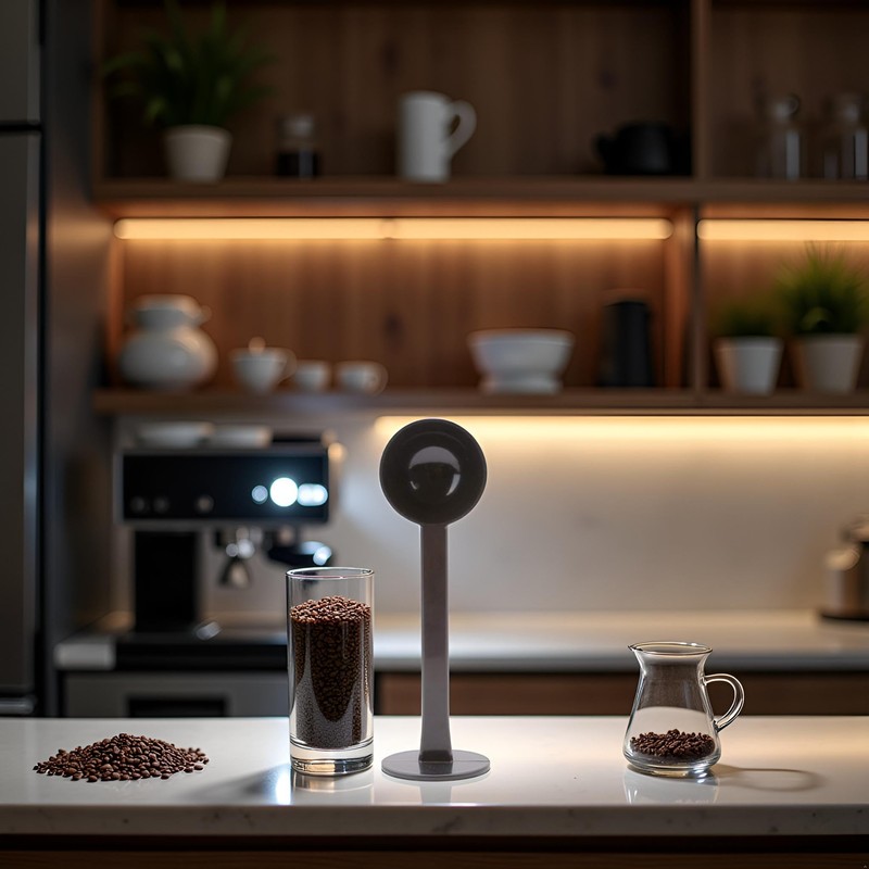 Black 2-In-1 Espresso Coffee Bean Spoon Tamping Scoop Tamper Tea