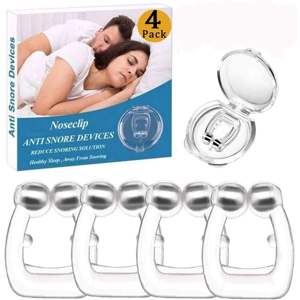Clipple Silicone Magnetic Nose Vents Sleep Aid Devices,Upgraded Best Solution Nose Vents to Ease Breathing Mini Transparent Silicone Night Sleep Guard- 4PCS (Transparent)