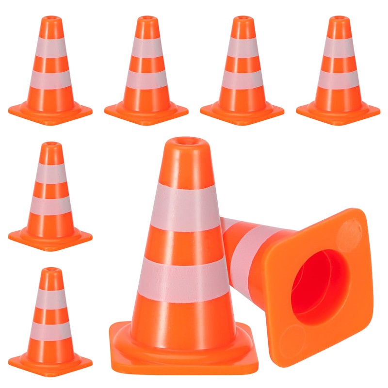 Gatuida 7pcs Mini Traffic Cones, Tiny Simulation Road Parking Signs,