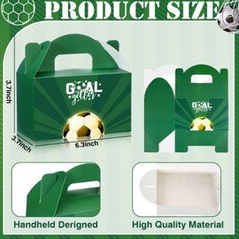 Dunzoom 24 Pcs Soccer Party Favor Gifts Boxes Soccer Goodie Treat Boxes with Handles Football Themed Party Bags Paper Snack Bags for Team Sport Ball Birthday Decoration