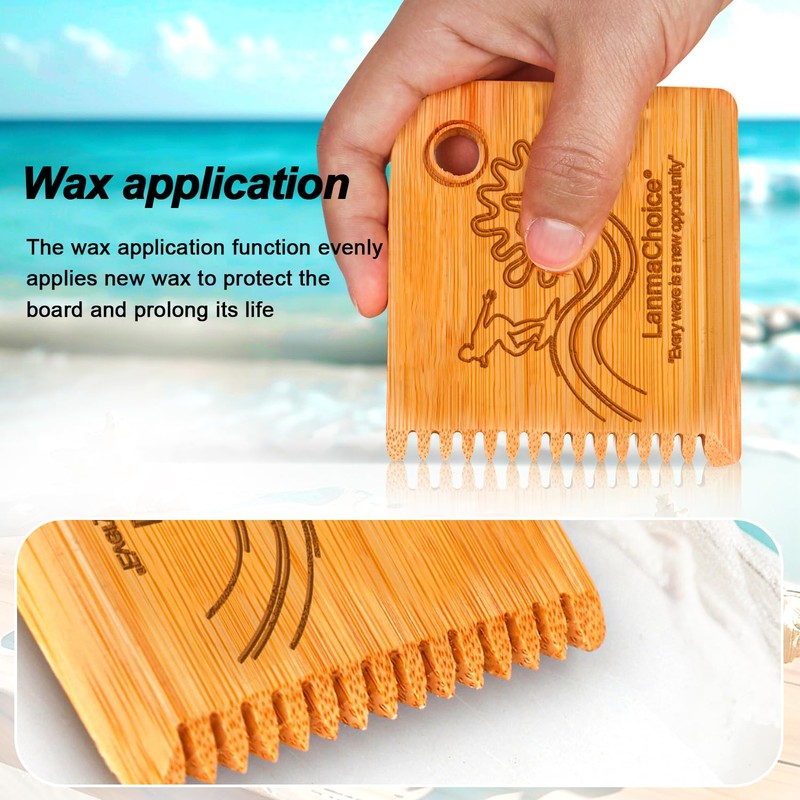 Lanmachoice Surf Wax Comb - Bamboo Surfboard Wax Scraper and