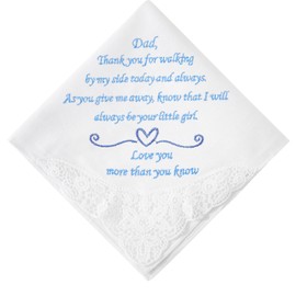 PACGOTH Wedding Handkerchiefs Mother Father of the Bride Gifts, Mother of the Groom Gifts Embroidered Hankies On Wedding Day, Father of the Bride, 13.8*13.8"