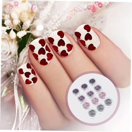 BIUDECO 12pcs Nail Art Lovers DIY Heart Shaped Nail Gems Glitter Stickers Hotfix Rhinestones for Manicure