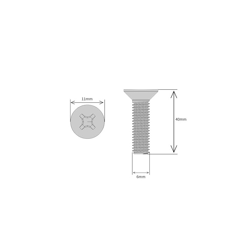 M6 (6mm x 40mm Incl Head) Pozi Countersunk Machine Screws