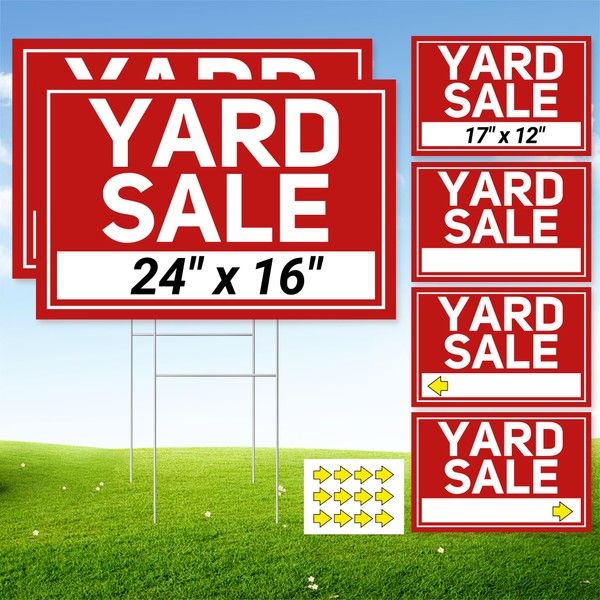 6 Pcs Yard Sale Signs with Stakes, 2-Pack Extra-Large Yard