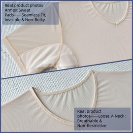 VINELEA 2pcs Men’s Breathable Underarm Sweat pads Underarm Sweat Pads shirt for Men Sweat Proof Shirts for mesh design (UK, Alpha, L, Regular, Regular, WHITE BEIGE)