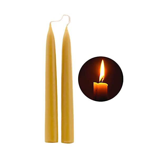 Natural Beeswax Taper Candles, DEYBBY Smokeless and Dripless Beeswax Candles,