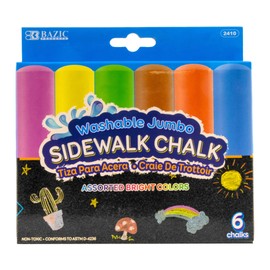 BAZIC Jumbo Sidewalk Chalks 6 Colors, for Outdoor Coloring Drawing Art , Gift for Kids Teacher, 24-Pack