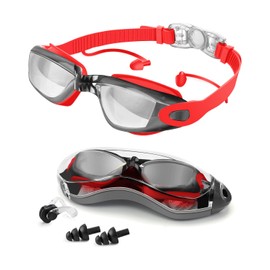 Victoper Swimming Goggles Adult Men, Anti Fog Swim Goggles Adults UV Protection Swimming Goggles Adults No Leaking Swim Glasses for Men and Women Red