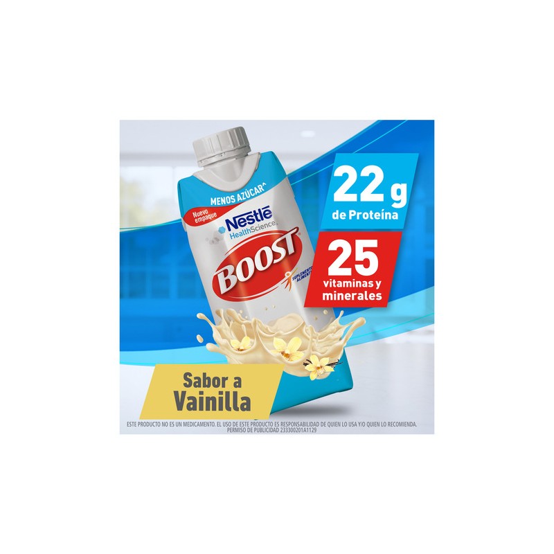 Suplemento Boost Menos Azúcar Vainilla 12 Pack - Nutrición Equilibrada
