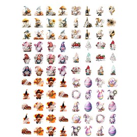 Gnome Hoilday Set of 120 Nail Art Decals - Waterslide Nail Decals (Adult Small 0.3" inches)