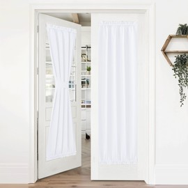 NICETOWN Pure White Curtain Panel for Door - 50% Sunlight Blocking Short French/Sliding/Patio Door Blind Drapery for Privacy (1 Piece, W36 x L72)