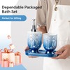 Ceramic Bathroom Accessories Set, 3pcs Blue Bathroom Soap Dispenser Sets